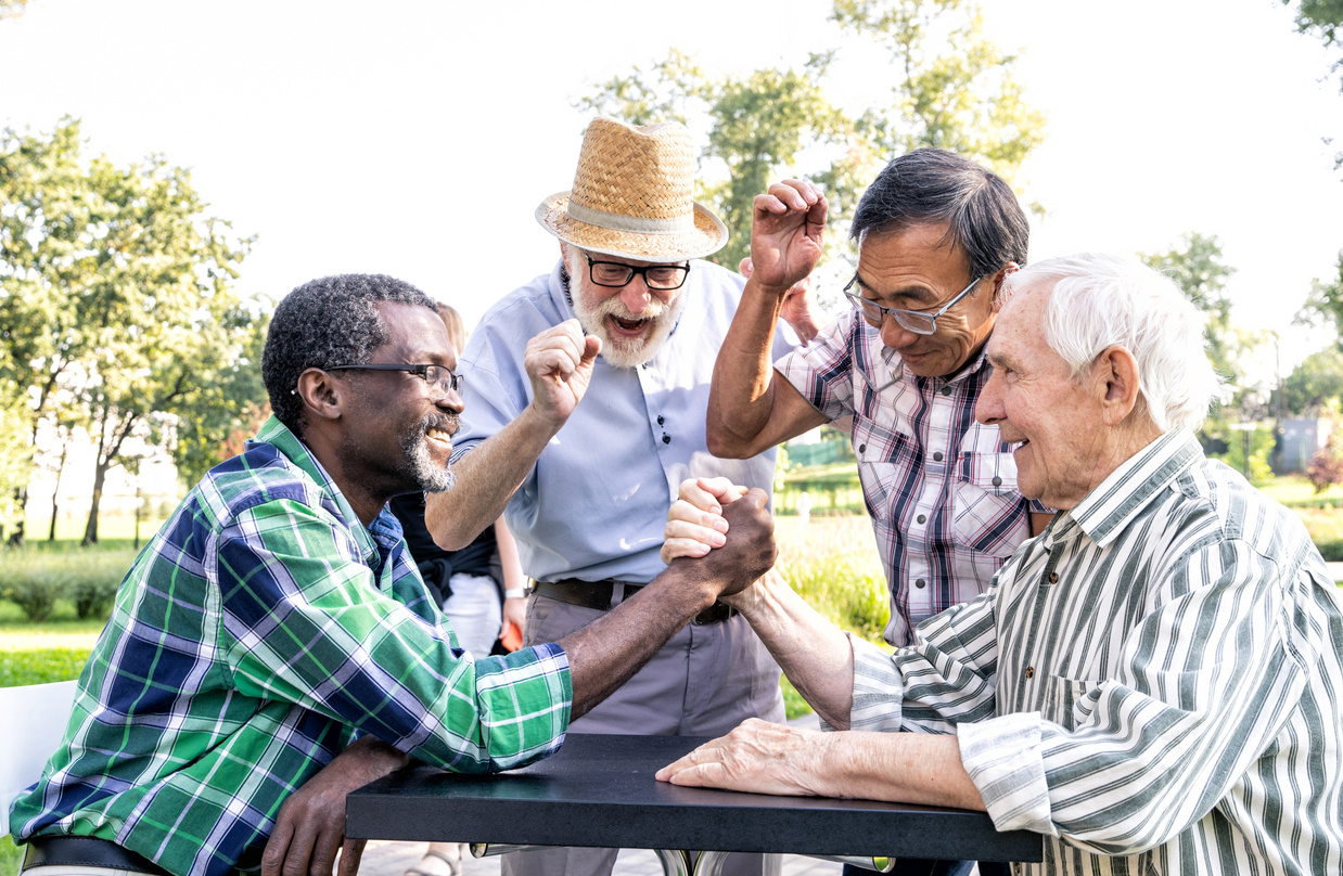 Senior people having fun at the park